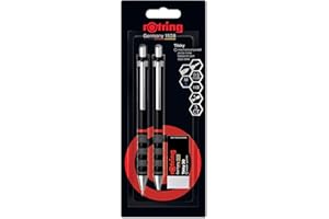 rOtring Tikky Mechanical PencilBallpoint & Eraser Set | HB Lead0.5 mm Pencil | Medium Point Pen | Black Barrel | Lightweight with Rubberised Grip