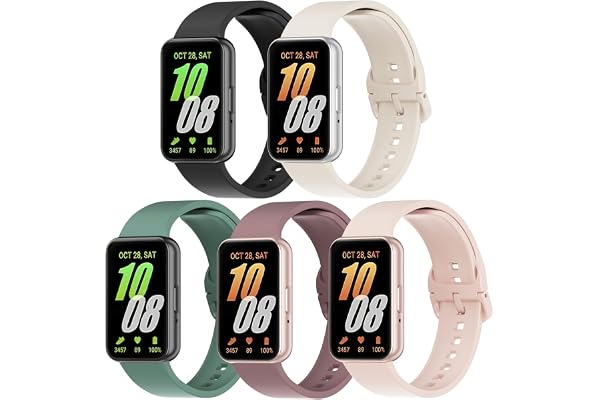 Wizvv 5 stycken silikonarmband kompatibelt med Samsung Galaxy Fit 3, mjukt vattentätt sportklockarmband för Samsung Galaxy Fit 3 SM-R390 kvinnor och män