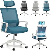 duehome | Dafne Ergonomic Office Chair, Desk Chair, Model Daphne, Turquoise and White Finish, Measurements: 55 cm (W) x 51 cm