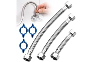 ZDHSUFNVW 3 Stück 10cm, 20cm, 30cm Flexschlauch, Überwurf Beidseitig Panzerschlauch Edelstahlumflechtung Anschlussschlauch Armatur Flexibler Verbindungsschlauch für Wasserhahn Eckventil Bad WC