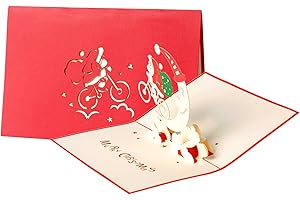 DIESE-KLAPPKARTEN Cartolina di auguri con Babbo Natale in bicicletta a comparsa, decorazione natalizia, alta qualità, biglietto pop up per adulti e bambini, busta inclusa, rosso e bianco