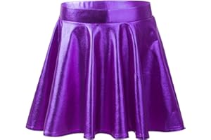 Alvivi Mädchen Rock Metallic Minirock Faltenrock Glänzend A-Line Skater Rock Ballett Tanzrock Sport Tutu Rock