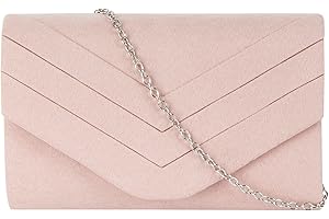 MEGAUK Damen Clutch Elegante Abendtasche Wildleder Handtasche Envelope Tasche Unterarmtasche mit Kette für Hochzeit Wedding Prom Party