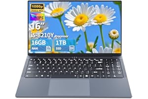 TUNHAIL PC Portatile 16 Pollici, Computer Portatile Core i5 fino a 3,60 Ghz, Notebook 16GB RAM 1TB SSD, Laptop 1920 * 1080 IPS Full HD Schermo,Tastiera retroilluminata full, USB3.0, Type-C, Per Studio Lavoro