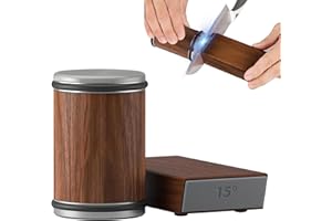 IRILEKI Rollender Messerschärfer, Rollmesserschärfer, Rolling Knife Sharpener - Messerschärfer Set mit 15 und 20 Grad Schärfung Magnetischen Winkel Basis für Küchenmesser (Braun)
