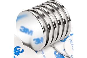 FINDMAG Magnete Stark, 6 Stück 30 x 3 mm 8 KG Ziehen Neodym Magnete Extra Stark, Magnete für Magnettafel, Magnetisch Selbstklebend Stark, Kühlschrankmagnete, Seltenerdmagnete mit Doppelseitigem Klebstoff