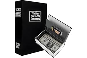 Retoo Buch-Safe, Sicher Buchsafe Tresor Büchersafe, Tresor für Zuhause für Schlüssel, Geld, Dokumente, Bargeld, Schmuck, Aufbewahrungsbox, Geheimversteck-Safe mit 2 Schlüsseln, Versteck, Schwarz