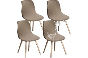 JUNZHE Skal matstolsöverdrag, stretch retro elastiskt stolsöverdrag tvättbart avtagbart stolskydd för bankett, matsal, kök, restaurang, hotell (Khaki, set med 6)