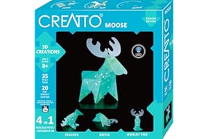 Thames & Kosmos 3478 CREATTO Elch 3D-Leuchtfiguren entwerfen, 3D-Puzzle für Elch, Pfau, Käfer, Schmuckbaum, kreative Zimmer-Deko, 36 Steckteile, 20-tlg LED-Lichterkette