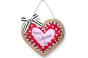 TATUO Cuore di Tela Impunturato da Appendere per Valentine Decorazione per Porta con Happy Valentine's Day Ornamento a Cuore in Tessuto da 11,81 Pollici, Decorazioni da Parete per Esterno Casa