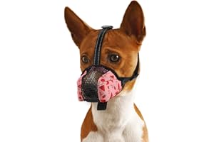 BONTHEE Bozal para perro, bozal de malla suave para perros pequeños, medianos y grandes, bozales ajustables transpirables para cachorros para aseo, mordeduras, masticar y lamer, evita el bozal de cebo