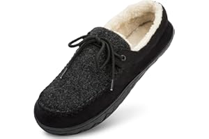 HMDOR Men's Moccasin Slippers Memory Foam Slippers for Men House Shoes Slip on Warm Soft Comfort Anti-Slip Classic Slip-On Sizes 6 to 16