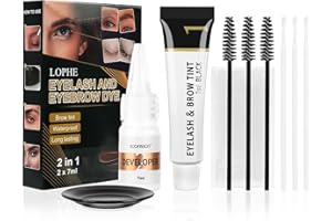 LOPHE Brow & Lash Dye Kit - Black Eyebrow & Eyelash Tint, Formula with Fibres for Full Brows & Volume Lashes