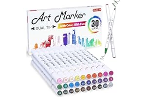 ‎SHUTTLE ART Shuttle Art Alkohol Marker, 30 buntes Alkohol Marker Stifte Set mit Doppelspitzen, Graphic Marker Stifte für Kinder & Erwachsene, Alkohol Stifte zum Zeichnen, Illustration, Skizzieren und Karten