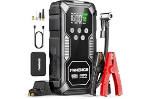 FNNEMGE 9000A Bilstartare med 160PSI Luftkompressor, 26800mAh Portabel 12V Bilbatteristartare (för Allt Bensinmotor och 12,0L Dieselmotor), utrustad med USB-utgångar, LED-belysning och stor HD-skärm.