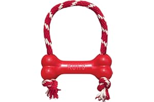 KONG Goodie Bone with Rope zabawka dla psa, średnia, czerwona
