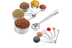 WIKSITE 13 Pcs Set of Stainless Steel Measuring Cups and Spoons, Measuring Cups for Baking and Cooking Stackable Measuring Spoons Sets with Clip and Leveler for Precise Measurements
