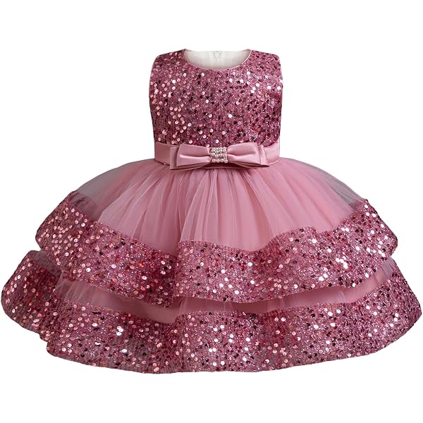 Abito Da Principessa Per Bambina FYMNSI – Compleanno, Matrimonio, Con Paillettes E Fiocco (6-24 Mesi)