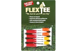 FLEXTEE Flex Tee Flexible Florescent Red Yellow Plastic Golf Tees Unisexe, Rouge Fluorescent, Orange/Jaune, Assorted