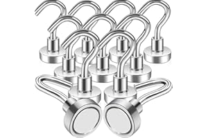 KEUKENKET Crochets magnétiques 10 kg + aimants en néodyme extra forts avec crochet pour tableau noir, gouttière, camping, garage, cuisine
