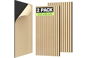 TONOR Lot de 2 Panneau Acoustique Mural Decoratif en Bois, Panneau Tasseau Bois Mural 3D, MDF Convient à la Maison, au Bureau, au Studio, 120 x 60 cm, Chêne