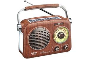 G Keni Tragbares Radio Retro, AM FM Shortable Radios mit bestem Empfang, kleines Vintage-Radios mit Bluetooth-Lautsprecher, wiederaufladbar/Solar/Batterie