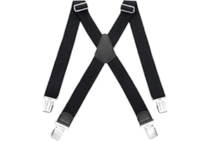 HBselect Men's Braces for Trousers with Heavy Duty Metal Clips | Adjustable Elastic Work/Ski Suspenders | 3.5cm Wide Durable Braces for Men, Business & Casual Wear (One Size Fits All)