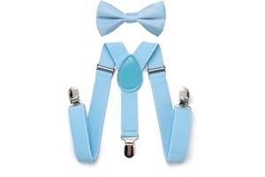 RSXING Kinder Hosenträger Fliege Sets - Jungen Hosenträger Fliege, Elastisch Y Gestalten mit Stark Clips Verstellbare Hosenträger Sets für Jungen, Kinder, Mädchen, Baby