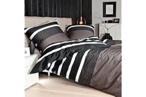 ‎JANINE Janine Satin-Bettwäsche J.D. Nougat-schwarz 240 x 220 cm + 2 x 80 x 80 cm