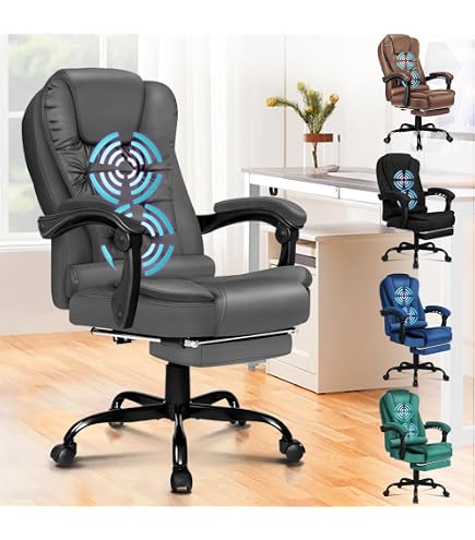 Großer Bürostuhl Mit Hoher Rückenlehne & Fußstütze – Ergonomisch & Bequem