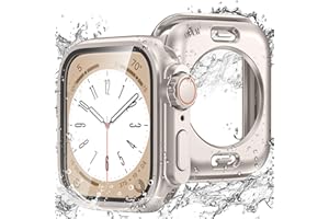Kamita Wodoodporne etui na Apple Watch serii 9 / serii 8 / serii 7 45 mm, twarde etui ochronne z PC z osłoną ekranu ze szkła hartowanego, wszechstronne etui ochronne do iWatch9/ iWatch8/iWatch7
