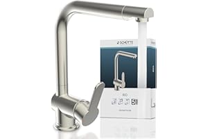 SCHÜTTE 79826 RIO 360° schwenkbare Küchenarmatur, Spültisch Armatur mit hohem Auslauf Küche, Einhebelmischer Einzelspüle Doppelspüle Mischbatterie für die Spüle, Wasserhahn Edelstahloptik
