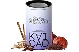 Kaicao Cacao Ceremonial Mindfulness con Reishi y Ashwagandha - Cacao Puro Triturado en Polvo, origen Ecuador – sin Azúcar, Vegano, sin Gluten, Dieta Keto - 200g