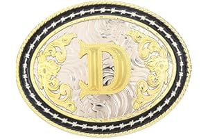 STARBRILLIANT Western Belt Buckle for Men Large Cowboy Belt Buckle Initial Cowboy Rodeo Belt Buckle Gold with Letters ABCDGL to Z