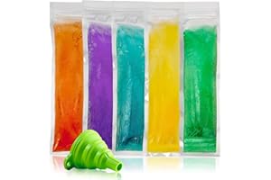 MEDCA Popsicle Bags with Funnel - 5 Pcs Disposable Otter Freeze Pop Molds, Zip Sealed Popsicle Pouches Bags for DIY Frozen Treats Smoothies Ice Pops - Create Healthy Homemade Snacks for Kids and Adults