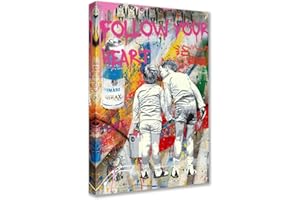 Tucocoo Follow Your Heart Graffiti Art mural abstrait Street Art peintures sur toile colorées Banksy Pop images d'art moderne décoration d'intérieur pour salon, chambre à coucher encadrée facile à