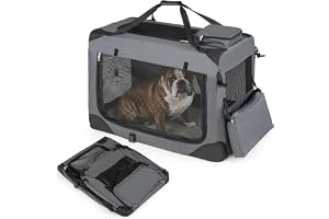 COSTWAY Hundbur bil, transportbur hund vikbar (L-83,5 x 58 x 58 cm