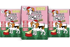 Furr Boost Christmas Dog Drink Hydration Pack Turkey, Parsnip, & Cranberry (3 x 400ml) | Dog Gifts 100% Natural Rehydration Smoothie for Dogs | Dog Christmas Presents | More Benefits than Bone Broth