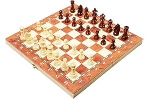 rparty Tablero Madera Ajedrez Magnetico,3 EN 1 Ajedrez y Damas Backgammon en Estuche con portátil de Tablero Plegable para niños y Adultos 30X30 cm