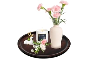 Hisdricus - Drewniana taca okrągła – taca dekoracyjna – drewniana deska dekoracyjna – 30 cm taca bambusowa brązowa skromne, nowoczesne wzornictwo do kuchni, salonu, jadalni, taca dekoracyjna, prosta i