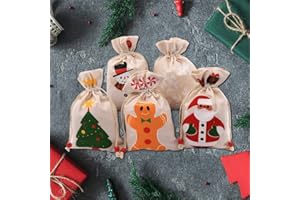 FIGFYOU 5 pcs Weihnachten Säckchen Nikolaussäckchen Geschenksäckchen Stoff Weihnachtssäckchen Weihnachten Beutel Weihnachtssäckchen zum Befüllen Weihnachtstüte Stoffbeutel für Süßigkeit 13 * 23cm
