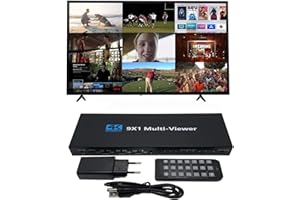 GKRONG 4K HDMI Multi-viewer Switch 9x1/Screen Divider/Switch | 1080p / 4K@30Hz | 10 Viewing Modes Support Audio Sync Output for Security Camera, Gaming Consoles
