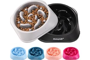 MateeyLife 2 pièces Gamelle Anti Glouton pour Chien - Bol Puzzle Gamelle Anti Glouton Chien Moyen Antidérapant Interactif pour Ralentir l'Alimentation(Gris & Noir 20 cm)