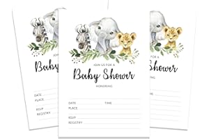 Inkdotpot 30 Baby Shower Invitation Cards Safari Jungle Animals Fill In Blank Invites