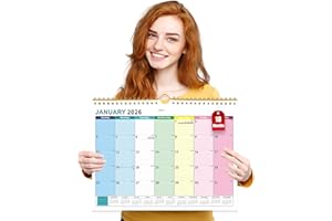 DEEPTON 2026 Calendar UK, 18 Month Family Calendar from Jan 2026-Jun 2027, Family Wall Planner with Large Blocks, Large Landscape Yearly Planner, Hanging Holes Slim Calendars