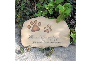 GENERIC Paw Prints Dog Pet Memorial Stones, Pet Garden Stone Grave Marker for Dog or Cat, Hand-Painted Pet Memorial Gift Loss Gifts Sympathy Gifts for Dogs or Cats Indoor or Outdoor, 9.5" x 6.4"
