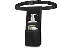 SITHON Professional Massage Bottle Bag for 1 Bottle, Lotion Oil Waist Holder Organizer, Massage Therapist Holster with Adjustable Belt, Multiple Pockets (Bag Only) (Black)