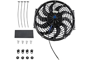 OSZNMMG 12” Universal High Performance Radiator Cooling Fan,12V Ultra Slim Electric Cooling Fan with Fan Mounting Kit (Black)