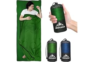 IEEILULU Sábana de Viaje, Sábanas para Sacos de Dormir con Cremallera Bidireccional y Funda para Smartphone, Ultraligero, Saco de Dormir para Adultos Senderismo Montañismo Camping Albergues
