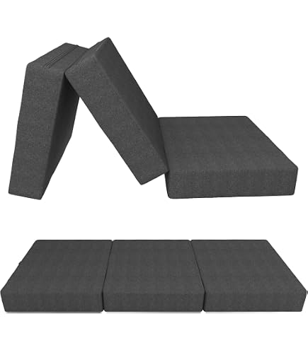 Matelas Futon Japonais Pliable - Pour Sol, Camping Ou Invité, Avec Sac De Transport, Bleu 90x200 Cm - 12